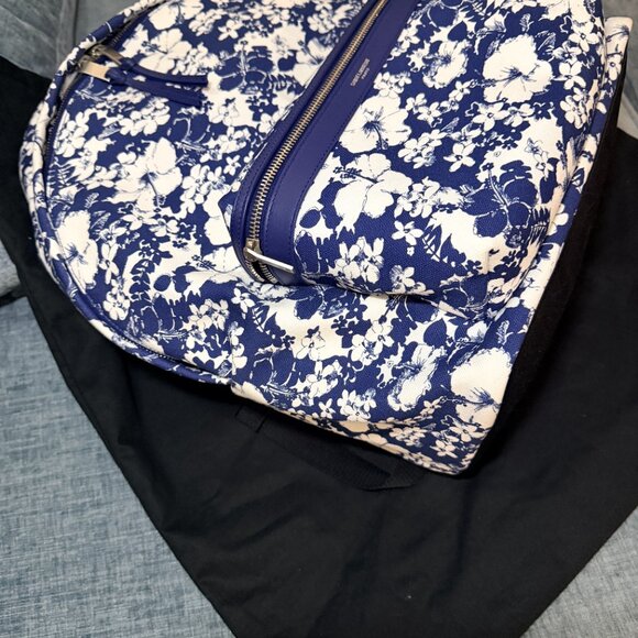 Saint Laurent Blue & White Hibiscus Toile Print City Backpack main image 6